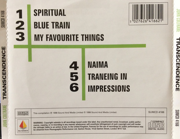 John Coltrane - Transcendence | Summit (SUMCD 4166) - 2