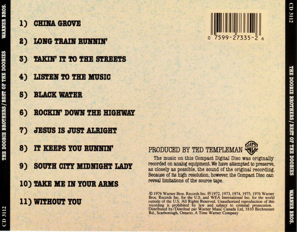 The Doobie Brothers - Best Of The Doobies | Warner Bros. Records (CD 3112) - 2