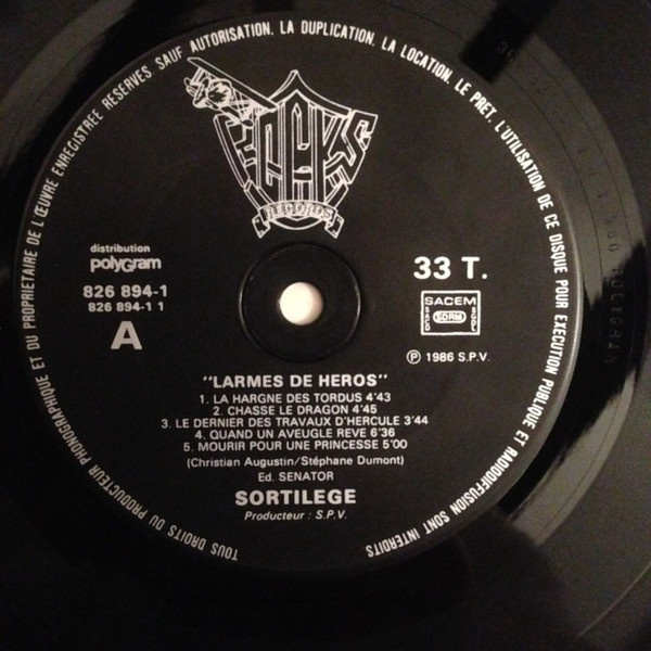 Sortilège - Larmes De Héros | Rocks Records (826 894-1) - 3