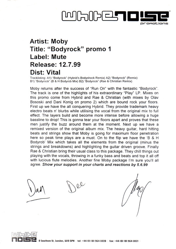 Moby - Bodyrock (Promo 1) | Mute (P12Mute225) - 5