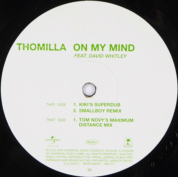 Thomilla - On My Mind (Limited Remix Edition Vinyl Vol. 2) | Island Records (986 777-7) - main