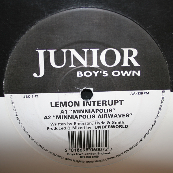 Lemon Interupt - Dirty / Minniapolis | Junior Boy's Own (JBO 7-12) - 2