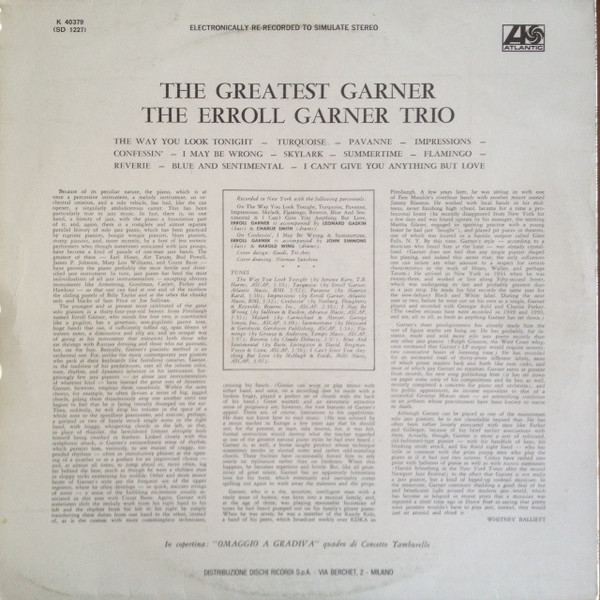 Erroll Garner Trio - The Greatest Garner | Atlantic (K 40379) - 2