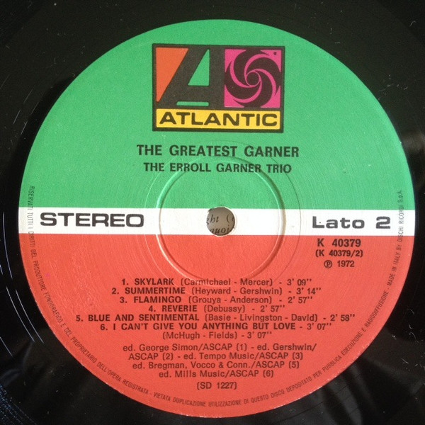 Erroll Garner Trio - The Greatest Garner | Atlantic (K 40379) - 4