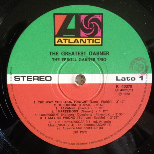 Erroll Garner Trio - The Greatest Garner | Atlantic (K 40379) - 3