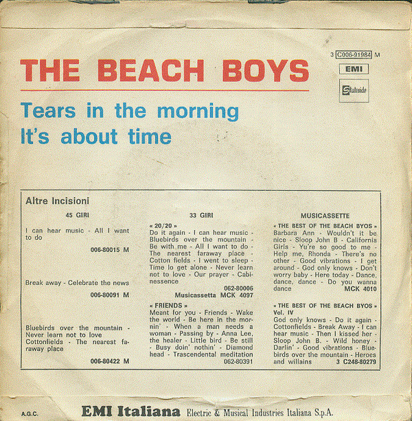 The Beach Boys - Tears In The Morning | Stateside (3C 006 - 91984)