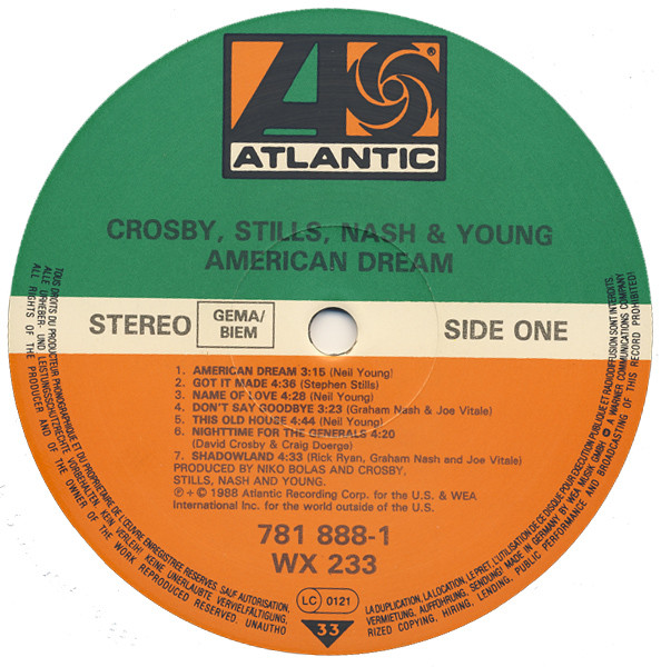 Crosby, Stills, Nash & Young - American Dream | Atlantic (781 888-1) - 3