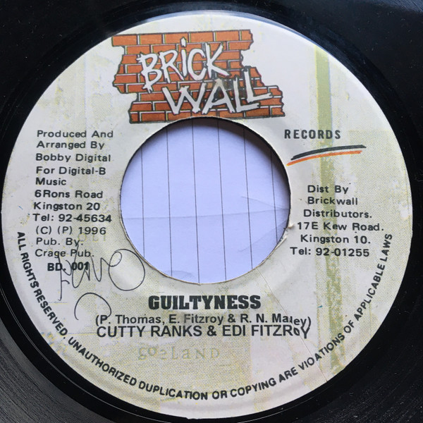 Cutty Ranks & Edi Fitzroy - Guiltyness | Brickwall Records (BD. 001)