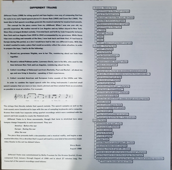 Steve Reich - Kronos Quartet / Pat Metheny - Different Trains / Electric Counterpoint | Elektra Nonesuch (9 79176-1) - 4