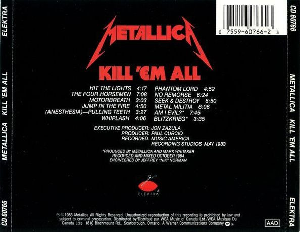 Metallica - Kill 'Em All | Elektra (CD 60766) - 3 Metallica - Kill 'Em All | Elektra (CD 60766) - 3