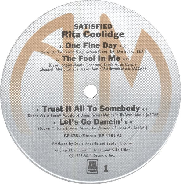 Rita Coolidge - Satisfied | A&M Records (SP-4781) - 3
