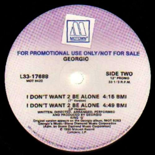 Georgio - I Don't Want 2 Be Alone | Motown (L33-17688)