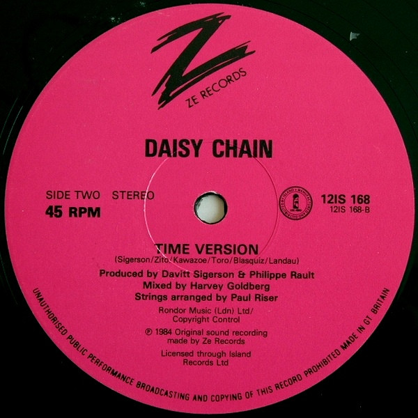 Daisy Chain - No Time To Stop Believing In Love / Time Version | ZE Records (12IS 168) - 2 Daisy Chain - No Time To Stop Believing In Love / Time Version | ZE Records (12IS 168) - 2