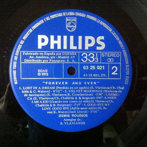 Demis Roussos - Forever And Ever (Velvet Mornings) | Philips (63 25 021) - 4