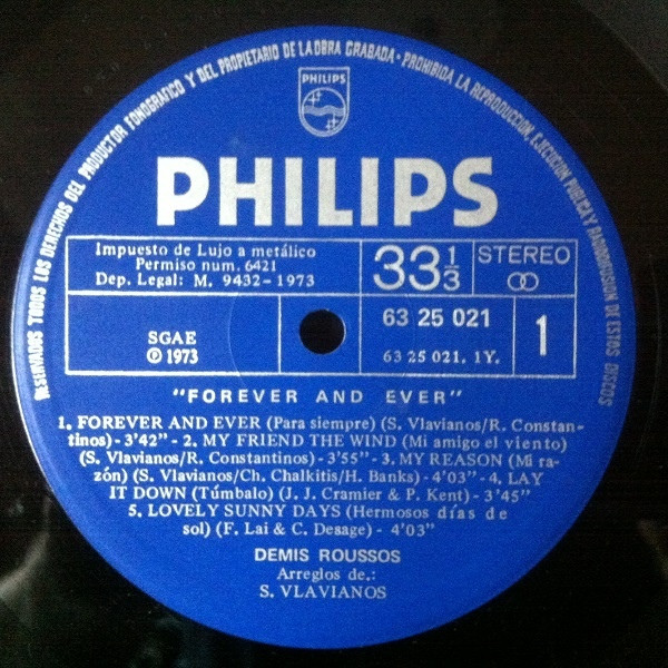 Demis Roussos - Forever And Ever (Velvet Mornings) | Philips (63 25 021) - 3