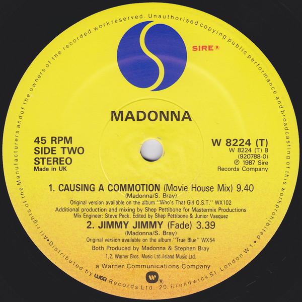 Madonna - Causing A Commotion | Sire (W 8224 T) - 4