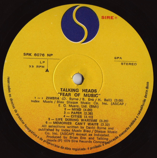Talking Heads - Fear Of Music | Sire (SRK 6076) - 3