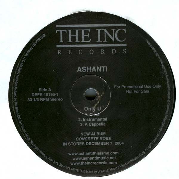 Ashanti - Only U / Turn It Up | The INC Records (DEFR 16195-1)