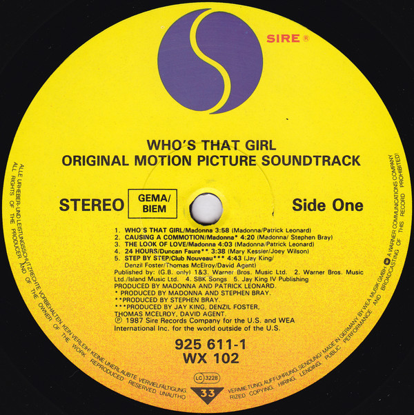 Madonna - Who's That Girl (Original Motion Picture Soundtrack) | Sire (925 611-1) - 3