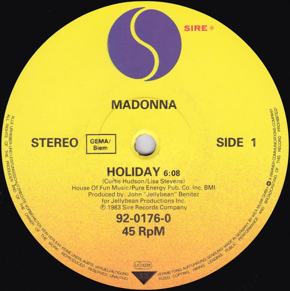 Madonna - Holiday | Sire (92-0176-0) - 3