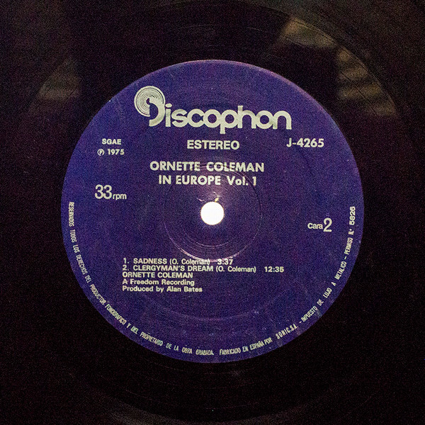 Ornette Coleman - In Europe, volume 1 | Discophon (J 4265) - 4