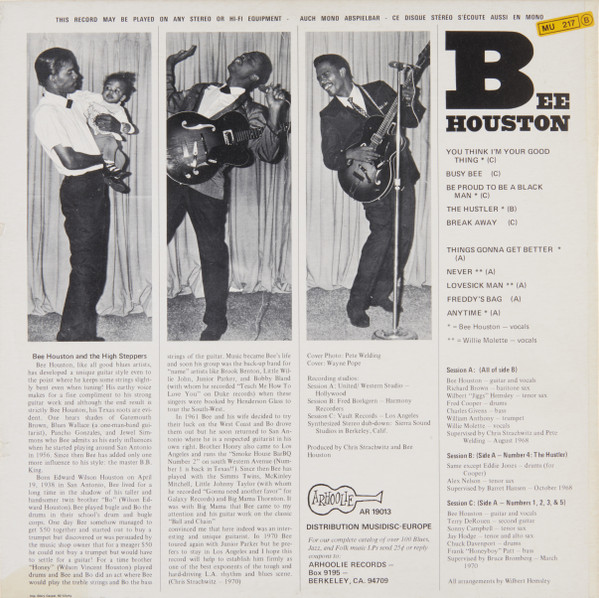 Bee Houston - Bee Houston | Arhoolie Records (AR 19013) - 2