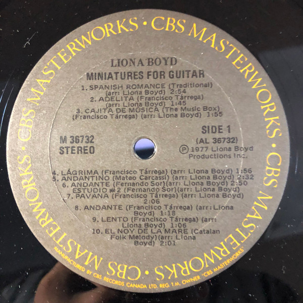 Liona Boyd - Miniatures For Guitar | CBS Masterworks (M 36732) - 3