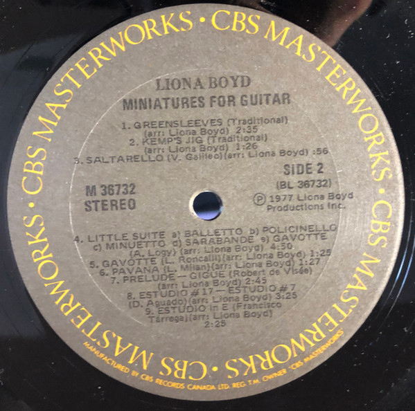 Liona Boyd - Miniatures For Guitar | CBS Masterworks (M 36732) - 4