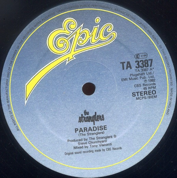 The Stranglers - Paradise | Epic (TA 3387) - 3