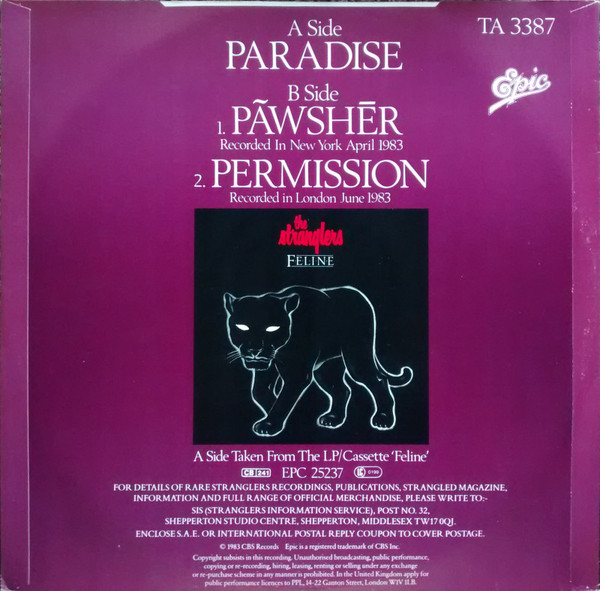The Stranglers - Paradise | Epic (TA 3387) - 2
