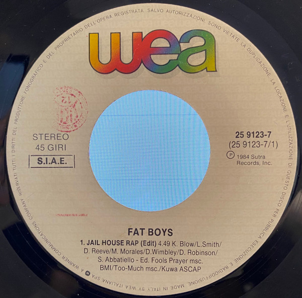 Fat Boys - Jail House Rap (Edit) | WEA (25 9123-7) - 3