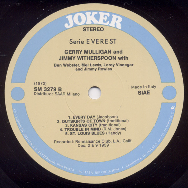 Gerry Mulligan & Jimmy Witherspoon - Gerry Mulligan & Jimmy Witherspoon | Joker (SM 3279) - 2 Gerry Mulligan & Jimmy Witherspoon - Gerry Mulligan & Jimmy Witherspoon | Joker (SM 3279) - 2