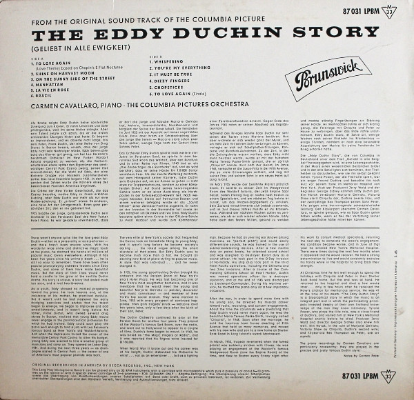 Carmen Cavallaro - The Eddy Duchin Story | Brunswick (87 031 LPBM) - 2 Carmen Cavallaro - The Eddy Duchin Story | Brunswick (87 031 LPBM) - 2