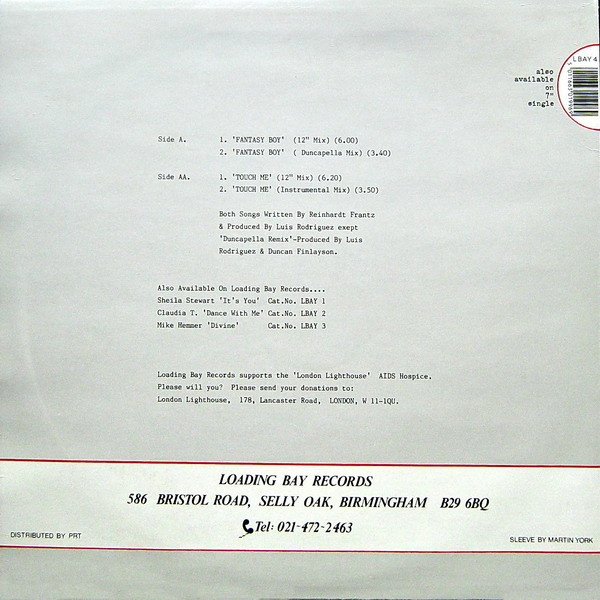 New Baccara - Fantasy Boy & Touch Me | Loading Bay Records (LBAY 4) - 2 New Baccara - Fantasy Boy & Touch Me | Loading Bay Records (LBAY 4) - 2