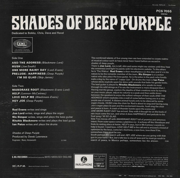 Deep Purple - Shades Of Deep Purple | Parlophone (PCS 7055) - 2 Deep Purple - Shades Of Deep Purple | Parlophone (PCS 7055) - 2