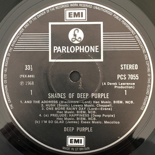Deep Purple - Shades Of Deep Purple | Parlophone (PCS 7055) - 3 Deep Purple - Shades Of Deep Purple | Parlophone (PCS 7055) - 3