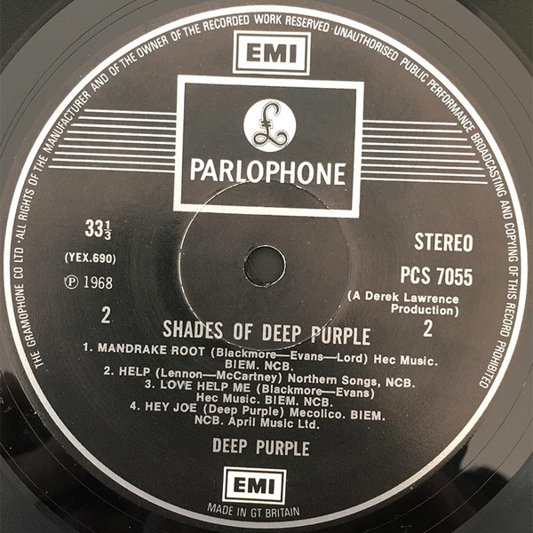 Deep Purple - Shades Of Deep Purple | Parlophone (PCS 7055) - 4 Deep Purple - Shades Of Deep Purple | Parlophone (PCS 7055) - 4