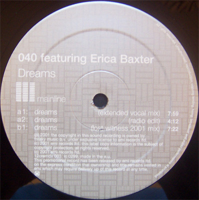 040 Featuring Erica Baxter - Dreams | Mainline (12cremdx 003) - 3 040 Featuring Erica Baxter - Dreams | Mainline (12cremdx 003) - 3
