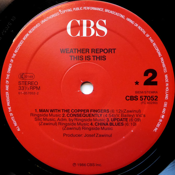 Weather Report - This Is This | CBS (CBS 57052) - 2