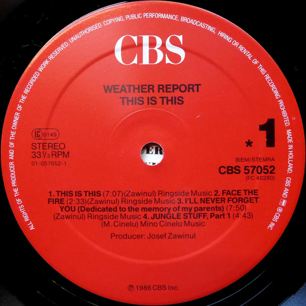 Weather Report - This Is This | CBS (CBS 57052) Weather Report - This Is This | CBS (CBS 57052)