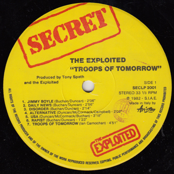 The Exploited - Troops Of Tomorrow | Secret Records (SECLP / 2001) - 3