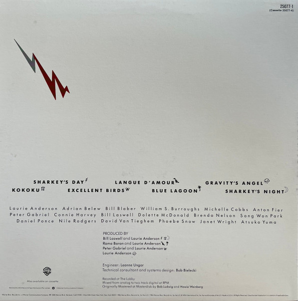Laurie Anderson - Mister Heartbreak | Warner Bros. Records (25077-1) - 2