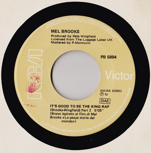 Mel Brooks - It's Good To Be The King Rap | RCA (PB 5894) - 4