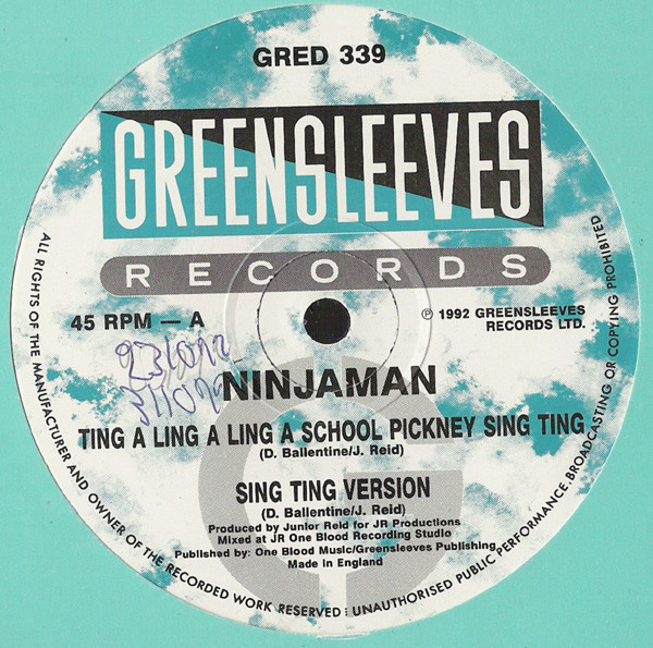 Ninjaman - Ting A Ling A Ling A School Pickney Sing Ting | Greensleeves Records (GRED 339)