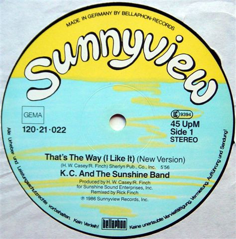 KC & The Sunshine Band - That's The Way (I Like It) / Get Down Tonight (US Remix '86) | Sunnyview (120·21·022) - 2