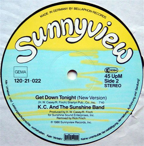 KC & The Sunshine Band - That's The Way (I Like It) / Get Down Tonight (US Remix '86) | Sunnyview (120·21·022) - 3