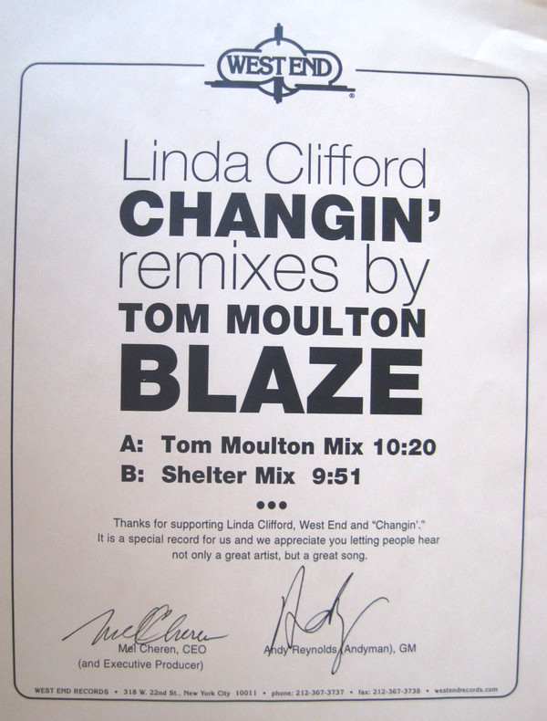 Linda Clifford - Changin' (Remixes) | West End Records (WES1003-RMX1)
