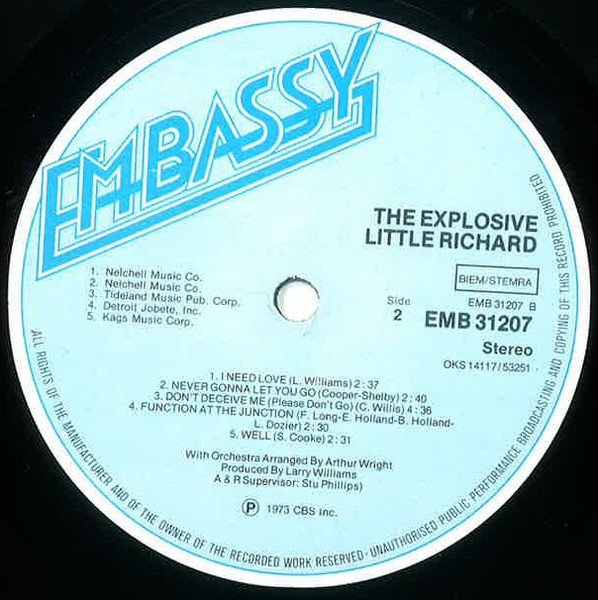 Little Richard - The Explosive Little Richard | Embassy (EMB 31207) - 4