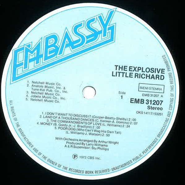 Little Richard - The Explosive Little Richard | Embassy (EMB 31207) - 3