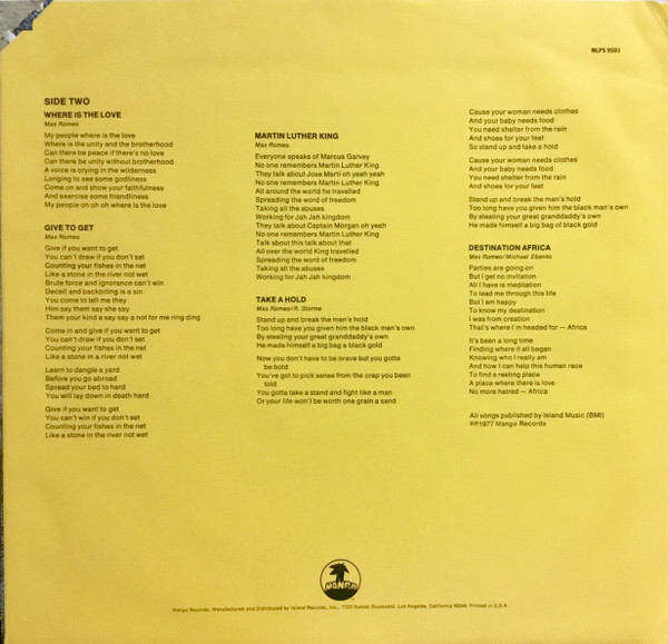 Max Romeo - Reconstruction | Mango (MLPS-9503) - 4